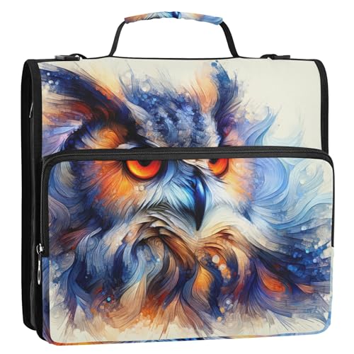 Ordner-Organizer mit Reißverschluss, Aquarell-Eulengesicht, 3,8 cm, D-Ring, benutzerdefinierte Tasche mit Gurt für Schule, Portfolio, für 500 Blatt Ordner-Organizer mit Reißverschluss, Aquarell-Eulengesicht, 3,8 cm, D-Ring, benutzerdefinierte Tasche mit Gurt für Schule, Portfolio, für 500 Blatt von Joitme