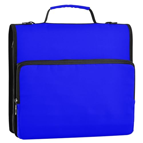 Ordner-Organizer mit Reißverschluss, blau, 3,8 cm, 3 Ringbücher, strapazierfähig, lustig, Schulmappe mit Schultergurt, mehrere Taschen, große Portfolio-Mappe Ordner-Organizer mit Reißverschluss, blau, 3,8 cm, 3 Ringbücher, strapazierfähig, lustig, Schulmappe mit Schultergurt, mehrere Taschen, große Portfolio-Mappe von Joitme
