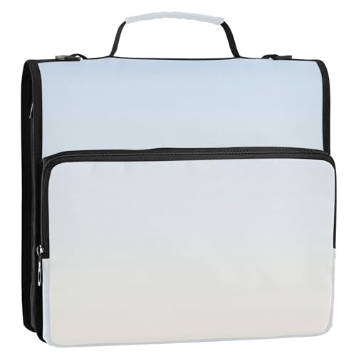 Ordner-Organizer mit Reißverschluss, elegant, blau, Blumenmuster, Weiß, Farbverlauf, 3,8 cm, 3 Ringe, lustige Tasche mit Gurt für Schule, Aufbewahrung, Portfolio-Ordner mit Griff Ordner-Organizer mit Reißverschluss, elegant, blau, Blumenmuster, Weiß, Farbverlauf, 3,8 cm, 3 Ringe, lustige Tasche mit Gurt für Schule, Aufbewahrung, Portfolio-Ordner mit Griff von Joitme
