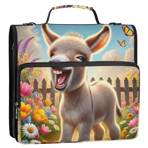 Ordner-Organizer mit Reißverschluss, fröhlicher Eselblüten-Druck, 3 Ringbücher, 3,8 cm, D-Ring, strapazierfähige Schulmappe mit Schultergurt, Aufbewahrungsmappe mit Griff Ordner-Organizer mit Reißverschluss, fröhlicher Eselblüten-Druck, 3 Ringbücher, 3,8 cm, D-Ring, strapazierfähige Schulmappe mit Schultergurt, Aufbewahrungsmappe mit Griff von Joitme