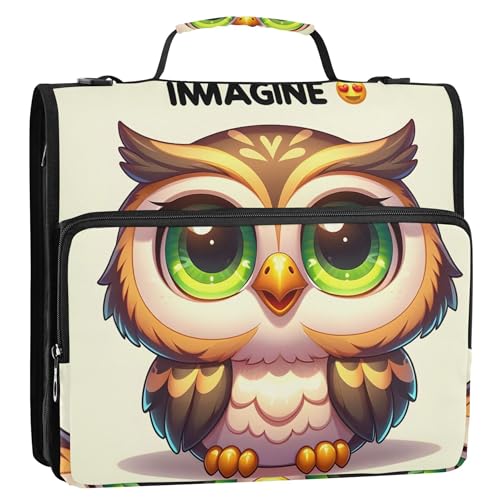 Ordner-Organizer mit Reißverschluss, niedliche Cartoon-Eule, 3,8 cm, 3 Ringe, Rosa, Mittelschule, Bindertasche mit Riemen, mehrere Taschen, große Portfolio-Mappe Ordner-Organizer mit Reißverschluss, niedliche Cartoon-Eule, 3,8 cm, 3 Ringe, Rosa, Mittelschule, Bindertasche mit Riemen, mehrere Taschen, große Portfolio-Mappe von Joitme