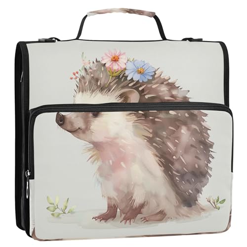 Ordner-Organizer mit Reißverschluss, niedlicher Igel-Blume, 3 Ringbücher, 3,8 cm D-Ring, personalisierte Tasche mit Gurt für Schule, Portfolio, hält 500 Blatt Ordner-Organizer mit Reißverschluss, niedlicher Igel-Blume, 3 Ringbücher, 3,8 cm D-Ring, personalisierte Tasche mit Gurt für Schule, Portfolio, hält 500 Blatt von Joitme