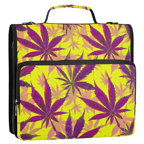 Ordner mit 3 Ringen, violett, Ahornblätter, 3,8 cm, D-Ring, Reißverschluss, Organizer, Schulordner, Tasche mit Schultergurt, große Multi-Taschen, große Portfolio-Mappe Ordner mit 3 Ringen, violett, Ahornblätter, 3,8 cm, D-Ring, Reißverschluss, Organizer, Schulordner, Tasche mit Schultergurt, große Multi-Taschen, große Portfolio-Mappe von Joitme