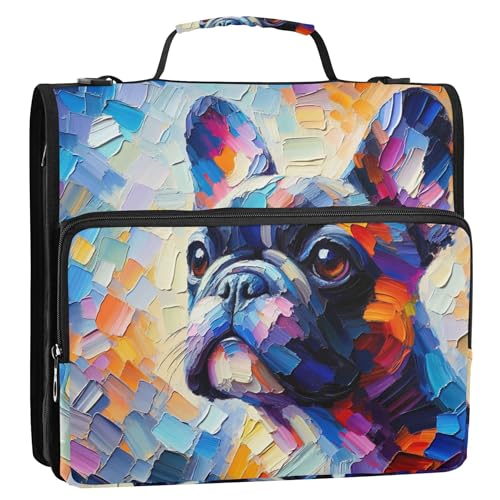 Ordner mit Reißverschluss, bunt, niedlicher Hund, 3,8 cm, 3 Ringe, strapazierfähig, Blumenmuster, Schulmappe mit Schultergurt, mehrere Taschen, große Portfolio-Mappe Ordner mit Reißverschluss, bunt, niedlicher Hund, 3,8 cm, 3 Ringe, strapazierfähig, Blumenmuster, Schulmappe mit Schultergurt, mehrere Taschen, große Portfolio-Mappe von Joitme