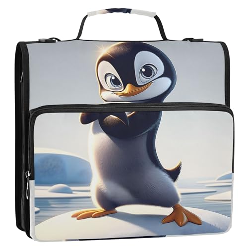 Ordner mit Reißverschluss, lustiger Pinguin, Tier, 3,8 cm, 3 Ringe, strapazierfähig, personalisierbar, mit Gurt, mittlere Schultasche, Portfolio, für 500 Blatt Ordner mit Reißverschluss, lustiger Pinguin, Tier, 3,8 cm, 3 Ringe, strapazierfähig, personalisierbar, mit Gurt, mittlere Schultasche, Portfolio, für 500 Blatt von Joitme