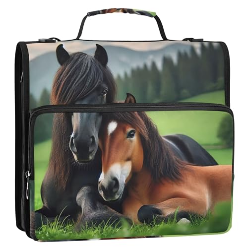 Personalisierbare 3,8 cm große Ordner, 3 Ringe, strapazierfähig, Pferde-Tierdruck, niedlicher Reißverschluss, Ordner, Portfolio, für 500 Blatt, Schulmappe mit Schultergurt Personalisierbare 3,8 cm große Ordner, 3 Ringe, strapazierfähig, Pferde-Tierdruck, niedlicher Reißverschluss, Ordner, Portfolio, für 500 Blatt, Schulmappe mit Schultergurt von Joitme