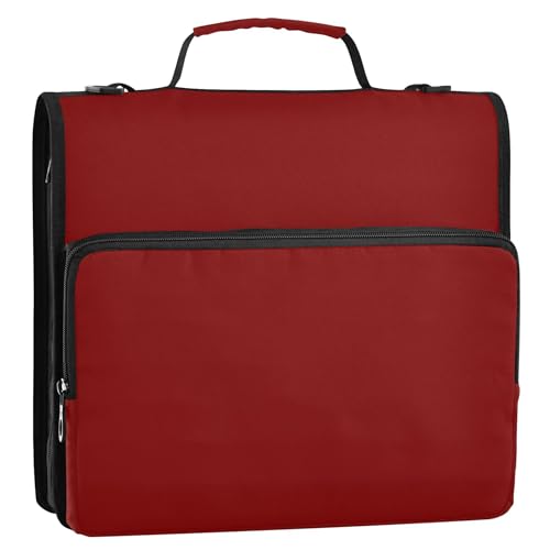 Ringbuch mit 3 Ringen, 3,8 cm, D-Ring, Kastanienbraun, Reißverschluss, Organizer für Mittelschule, Tasche mit Riemen, professionelle Multi-Taschen, große Portfolio-Mappe von Joitme