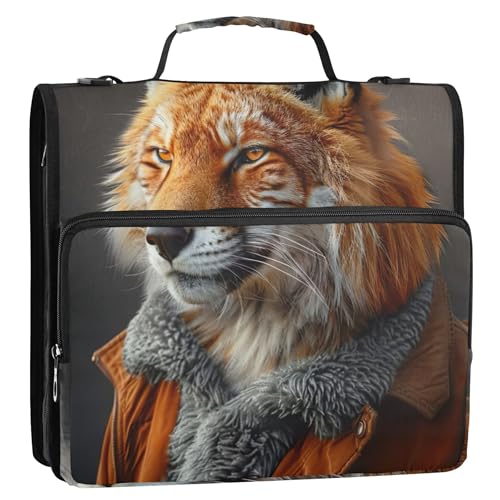 Ringbuch mit 3 Ringen, 3,8 cm, D-Ring, Tiger, Tier, lustig, Reißverschluss, Organizer, Schulordner, Tasche mit Schultergurt, professionelle Multi-Taschen, große Portfolio-Mappe Ringbuch mit 3 Ringen, 3,8 cm, D-Ring, Tiger, Tier, lustig, Reißverschluss, Organizer, Schulordner, Tasche mit Schultergurt, professionelle Multi-Taschen, große Portfolio-Mappe von Joitme
