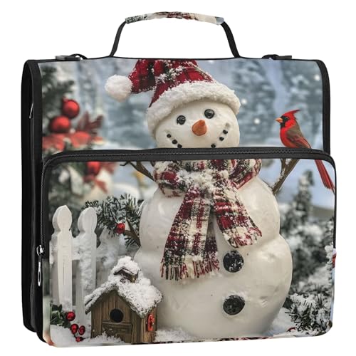 Ringbuch mit 3 Ringen, 3,8 cm, D-Ring, schöner Schneemann, Winter, Reißverschluss, Organizer, Aufbewahrungsmappe mit Griff, Schulordner, Tasche mit Schultergurt, Rosa Ringbuch mit 3 Ringen, 3,8 cm, D-Ring, schöner Schneemann, Winter, Reißverschluss, Organizer, Aufbewahrungsmappe mit Griff, Schulordner, Tasche mit Schultergurt, Rosa von Joitme