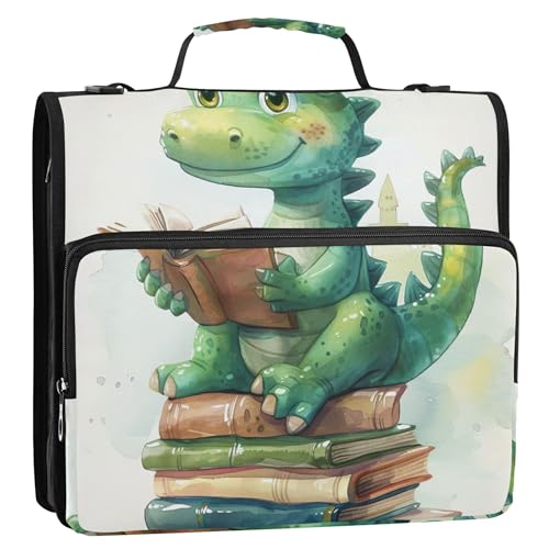 Ringbuch mit Reißverschluss, niedlicher Drache, Cartoon-Motiv, 3,8 cm, D-Ringbuch mit Schultergurt, für Schulportfolio, hält 500 Blatt Ringbuch mit Reißverschluss, niedlicher Drache, Cartoon-Motiv, 3,8 cm, D-Ringbuch mit Schultergurt, für Schulportfolio, hält 500 Blatt von Joitme