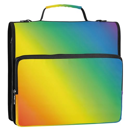Robuster Ordner-Organizer mit Reißverschluss, 3,8 cm, D-Ring, Regenbogenfarben, verschwommene Linien, Kopier-Spacebanner, mehrere Taschen, große Portfolio-Mappe, Ordnertasche mit Gurt für die Schule Robuster Ordner-Organizer mit Reißverschluss, 3,8 cm, D-Ring, Regenbogenfarben, verschwommene Linien, Kopier-Spacebanner, mehrere Taschen, große Portfolio-Mappe, Ordnertasche mit Gurt für die Schule von Joitme