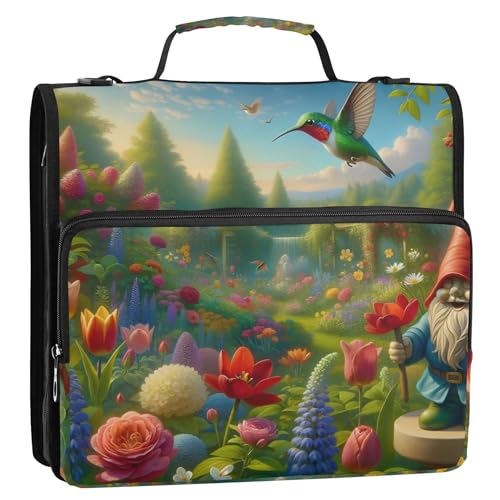 Spring Kolibri-Zwerg mit Reißverschluss, 3 Ringbücher, 3,8 cm, D-Ringbuch mit Schultergurt, für Schule, Portfolio, für 500 Blatt Spring Kolibri-Zwerg mit Reißverschluss, 3 Ringbücher, 3,8 cm, D-Ringbuch mit Schultergurt, für Schule, Portfolio, für 500 Blatt von Joitme