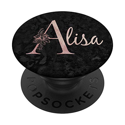 Alisa Name personalisierte rosa Rose auf schwarzem Design PopSockets mit austauschbarem PopGrip von Jojojax Custom Names