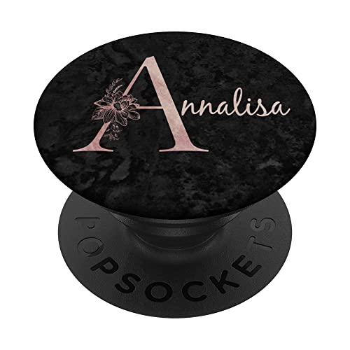 Annalisa Name Personalisierte Rosa Rose Auf Schwarzem Design PopSockets mit austauschbarem PopGrip von Jojojax Custom Names