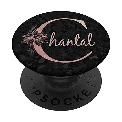 Chantal Name personalisierte rosa Rose auf schwarzem Design PopSockets mit austauschbarem PopGrip von Jojojax Custom Names