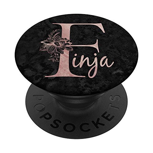 Finja Name Personalisierte Rosa Rose Auf Schwarzem Design PopSockets mit austauschbarem PopGrip von Jojojax Custom Names