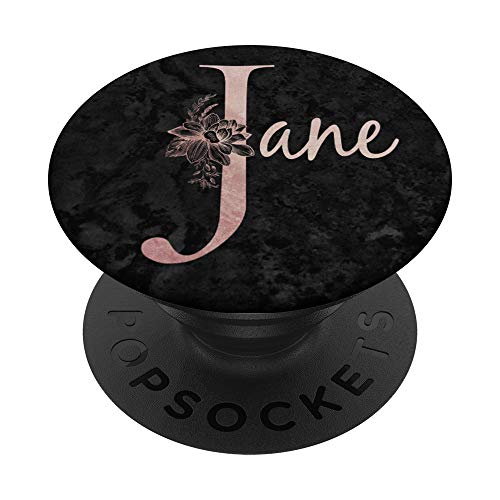 Jane Name Personalized Pink Rose on Black Design - PopSockets Ausziehbarer Sockel und Griff für Smartphones und Tablets von Jojojax Custom Names