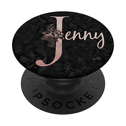 Jenny Name Personalisierte Rosa Rose Auf Schwarzem Design PopSockets mit austauschbarem PopGrip von Jojojax Custom Names