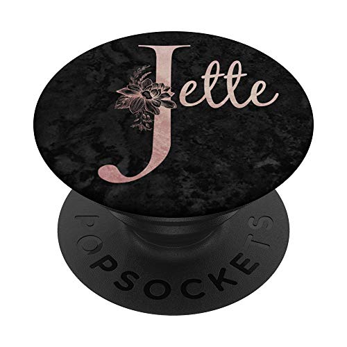 Jette Name personalisierbare rosa Rose auf schwarzem Design PopSockets mit austauschbarem PopGrip von Jojojax Custom Names