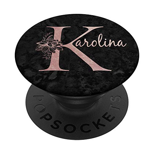 Karolina Name Personalisierte Rosa Rose Auf Schwarzem Design PopSockets mit austauschbarem PopGrip von Jojojax Custom Names