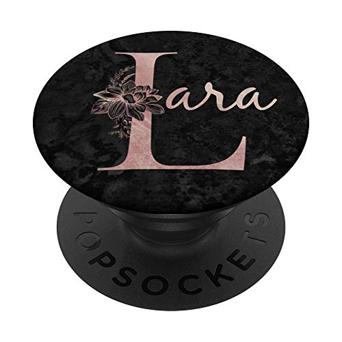 Lara Name Personalisierte Rosa Rose Auf Schwarzem Design PopSockets mit austauschbarem PopGrip von Jojojax Custom Names