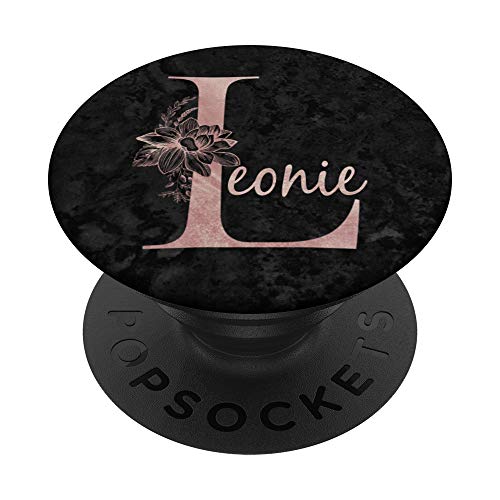 Leonie Name Personalisierte Rosa Rose Auf Schwarzem Design PopSockets mit austauschbarem PopGrip von Jojojax Custom Names
