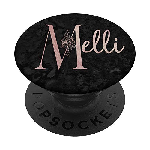 Melli Name Personalisierte Rosa Rose Auf Schwarzem Design PopSockets mit austauschbarem PopGrip von Jojojax Custom Names