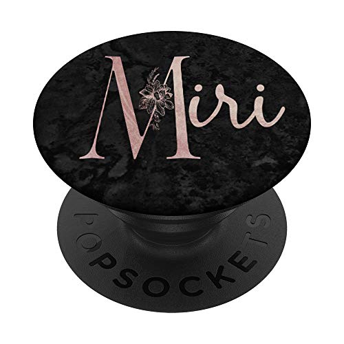Miri Name Personalized Pink Rose on Black Design PopSockets PopGrip: Ausziehbarer Sockel und Griff für Handys/Tablets mit Tauschbarem Top von Jojojax Custom Names