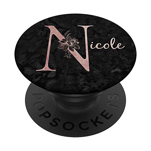 Nicole Name Personalisierte Rosa Rose Auf Schwarzem Design PopSockets mit austauschbarem PopGrip von Jojojax Custom Names