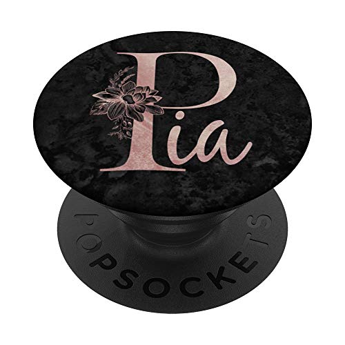 Pia Name Personalisierte Rosa Rose Auf Schwarzem Design PopSockets mit austauschbarem PopGrip von Jojojax Custom Names