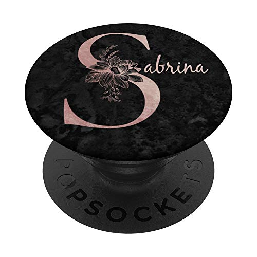 Sabrina Name Personalized Pink Rose on Black Design - PopSockets Ausziehbarer Sockel und Griff für Smartphones und Tablets von Jojojax Custom Names