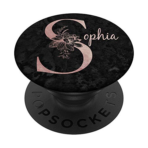 Sophia Name Personalized Pink Rose on Black Design - PopSockets Ausziehbarer Sockel und Griff für Smartphones und Tablets von Jojojax Custom Names
