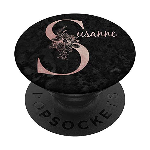 Susanne Name Personalized Pink Rose on Black Design - PopSockets Ausziehbarer Sockel und Griff für Smartphones und Tablets von Jojojax Custom Names