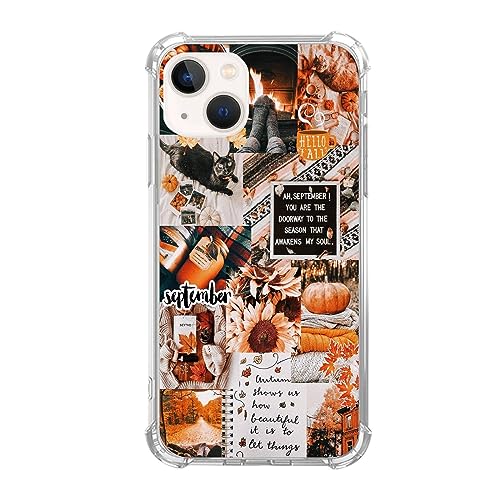 Ästhetische Fall Collage Handyhülle kompatibel mit iPhone 14, Herbst Kürbis Collage Hülle für Mädchen Frauen Männer, einzigartige weiche TPU Bumper Cover Case für iPhone 14 von Joktruay