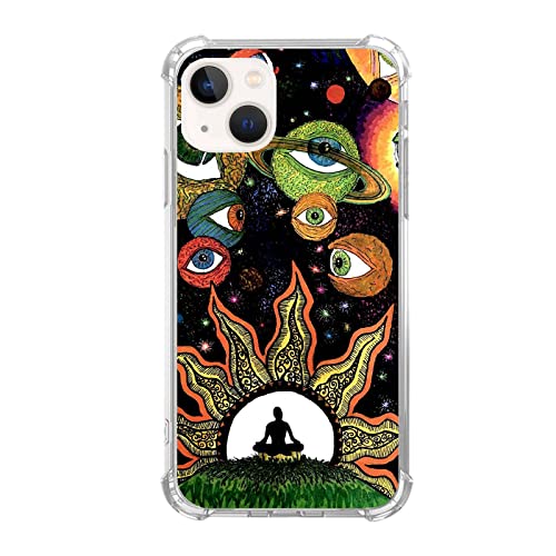 Hippie psychedelische Augen Malerei Handyhülle kompatibel mit iPhone 13, Hippie Kunst Hülle für Mädchen Frauen Männer, Silikon stoßfest TPU Bumper Schutzhülle für iPhone 13 von Joktruay