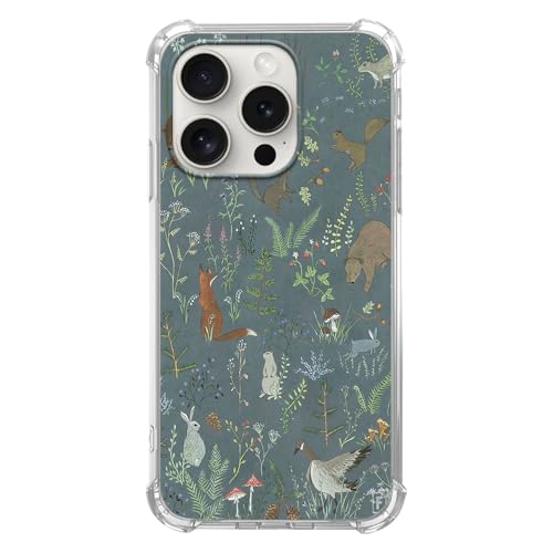 Natürliche Pflanzen und Tiere Malerei Handyhülle Kompatibel mit iPhone 13 Pro, Blume Gras Kaninchen Eichhörnchen Bär Ente Vogel Fuchs Silikon Stoßfest TPU Bumper Schutzhülle für iPhone 13 Pro von Joktruay