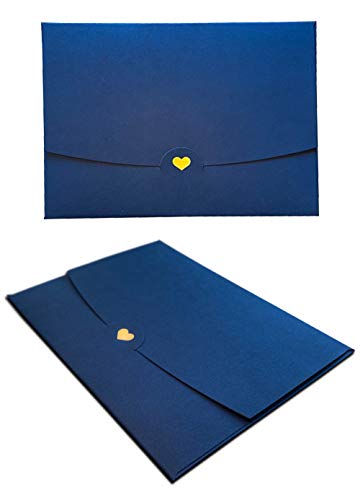 10 Briefumschläge DIN A6 Dunkelblau mit goldenem Herz veredelt - Ohne Fenster 15,4 cm x 11 cm von Joli Coon