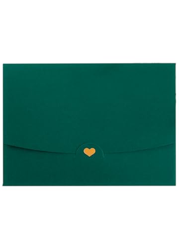 10 Briefumschläge DIN A6 Dunkelgrün mit goldenem Herz veredelt - Ohne Fenster 15,4 cm x 11 cm von Joli Coon