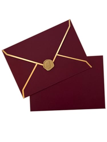 5 Premium Briefumschläge Weihnachten - Weihnachtskuvert heißfolienveredelt mit Goldakzenten mit Wachs-Siegel von Joli Coon