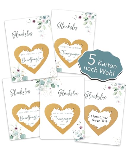 Joli Coon 5 Rubbelkarten nach Wahl mit Kuverts - Trauzeugin Trauzeuge Brautjungfer fragen Geschenk von Joli Coon