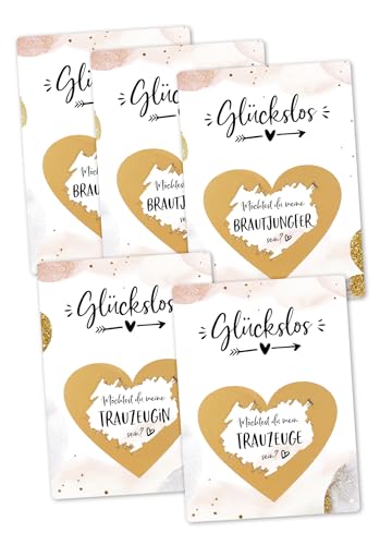 Joli Coon 5 Rubbelkarten nach Wahl mit Kuverts - Trauzeugin Trauzeuge Brautjungfer fragen von Joli Coon