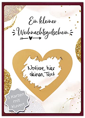 Joli Coon 5 Weihnachtsrubbellose - Ein kleiner Weihnachtsgutschein mit Kuvert und Wachsiegel - Weihnachtskarte personalisiert von Joli Coon