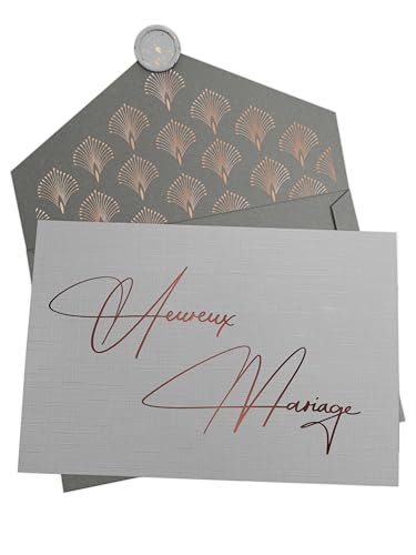 Joli Coon - Hochzeitskarte – Glückliche Hochzeit – Glückwunschkarte zur Hochzeit mit Umschlag und Siegel aus Wachs von Joli Coon