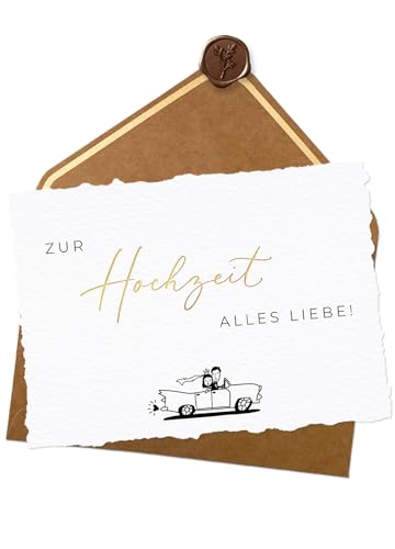 Joli Coon Hochzeitskarte Handgerissen - Zur Hochzeit alles Liebe - A6 mit Naturkuvert von Joli Coon