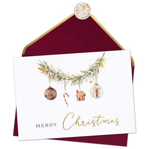 Joli Coon Merry Christmas Weihnachtskarten 10er Set mit Weihnachtskuvert und Wachssiegel - Edle Weihnachtskarten Set von Joli Coon
