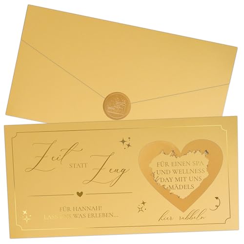 Joli Coon Personalisierter Zeit statt Zeug Gutschein - personalisierter Gutschein schenken - für gemeinsame Zeit Ticket Gold Grußkarte von Joli Coon