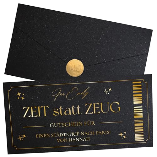 Joli Coon Personalisierter Zeit statt Zeug Gutschein - personalisierter Gutschein schenken - für gemeinsame Zeit Ticket Schwarz von Joli Coon