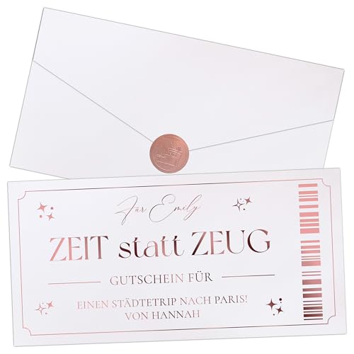 Joli Coon Personalisierter Zeit statt Zeug Gutschein - personalisierter Gutschein schenken - für gemeinsame Zeit Ticket Weiß von Joli Coon