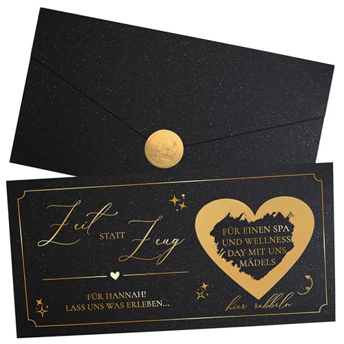 Joli Coon Personalisierter Zeit statt Zeug Gutschein - personalisierter Gutschein schenken - für gemeinsame Zeit Ticket Schwarz von Joli Coon