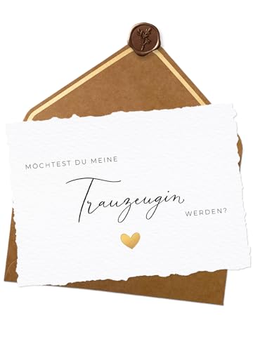 Joli Coon Trauzeugin fragen - Karte handgerissen A6 mit Naturkuvert - Willst du meine Trauzeugin sein Geschenk von Joli Coon